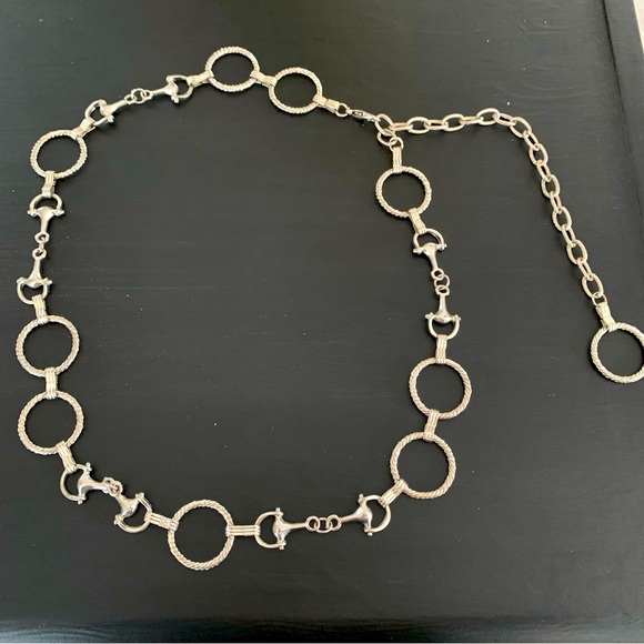 Vintage Accessories - Vintage Horse Bit Equestrian Silver Tone Chain Belt